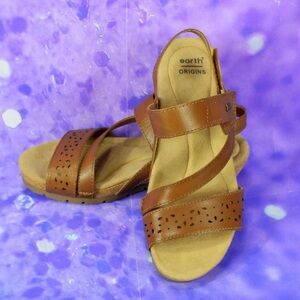 Earth Origins Women's Tan Leather Sandals Size 8 Kendra Khloe